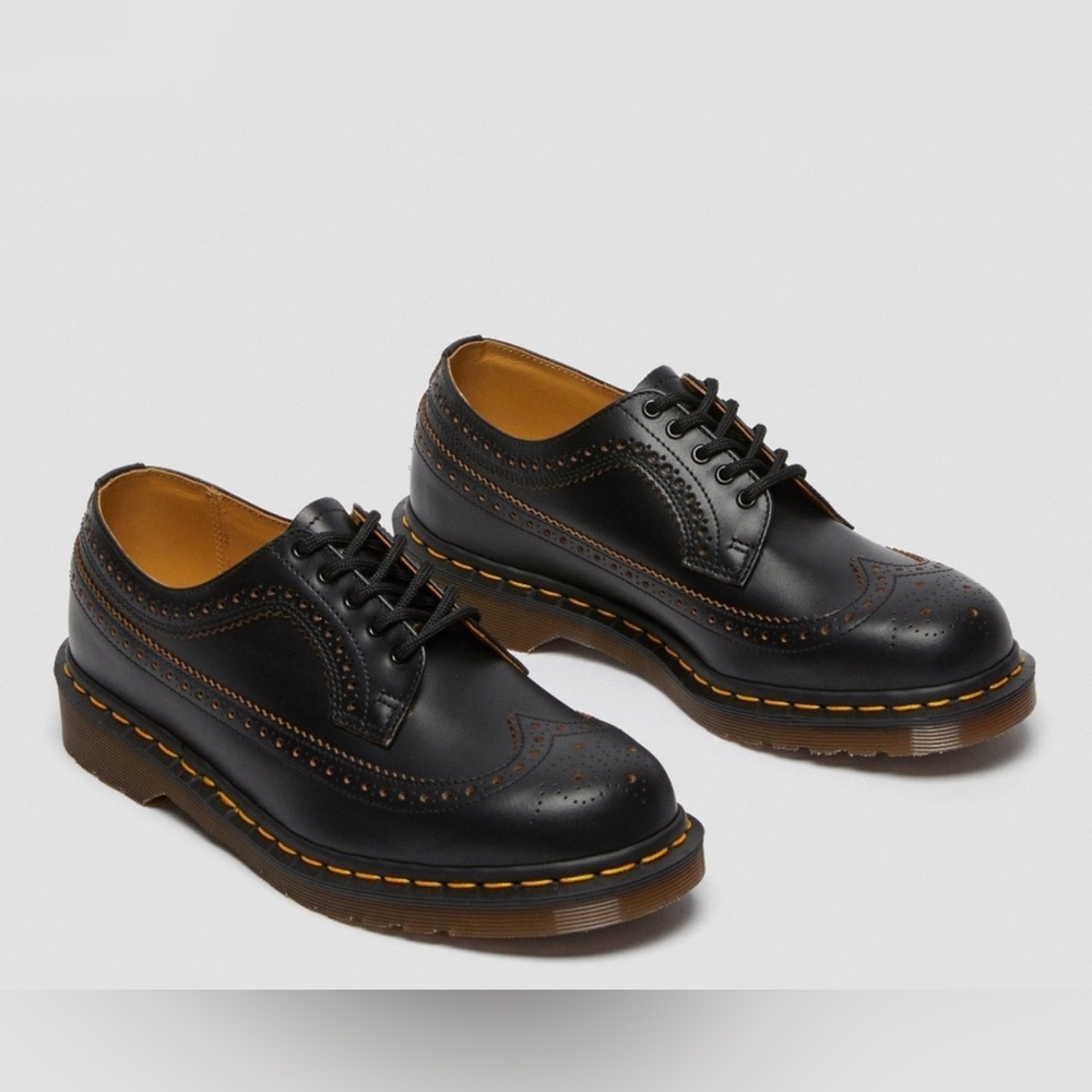 Dr. Martens Black Leather Wingtip Lace Up CasualBrogue Shoes